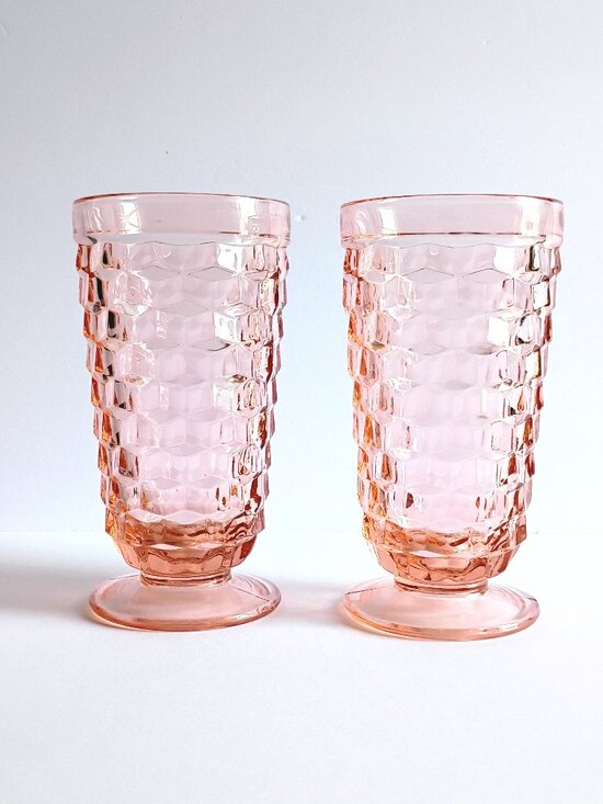 Indiana Glass Other - Indiana Glass Cube Iced Tea Glasses Pink